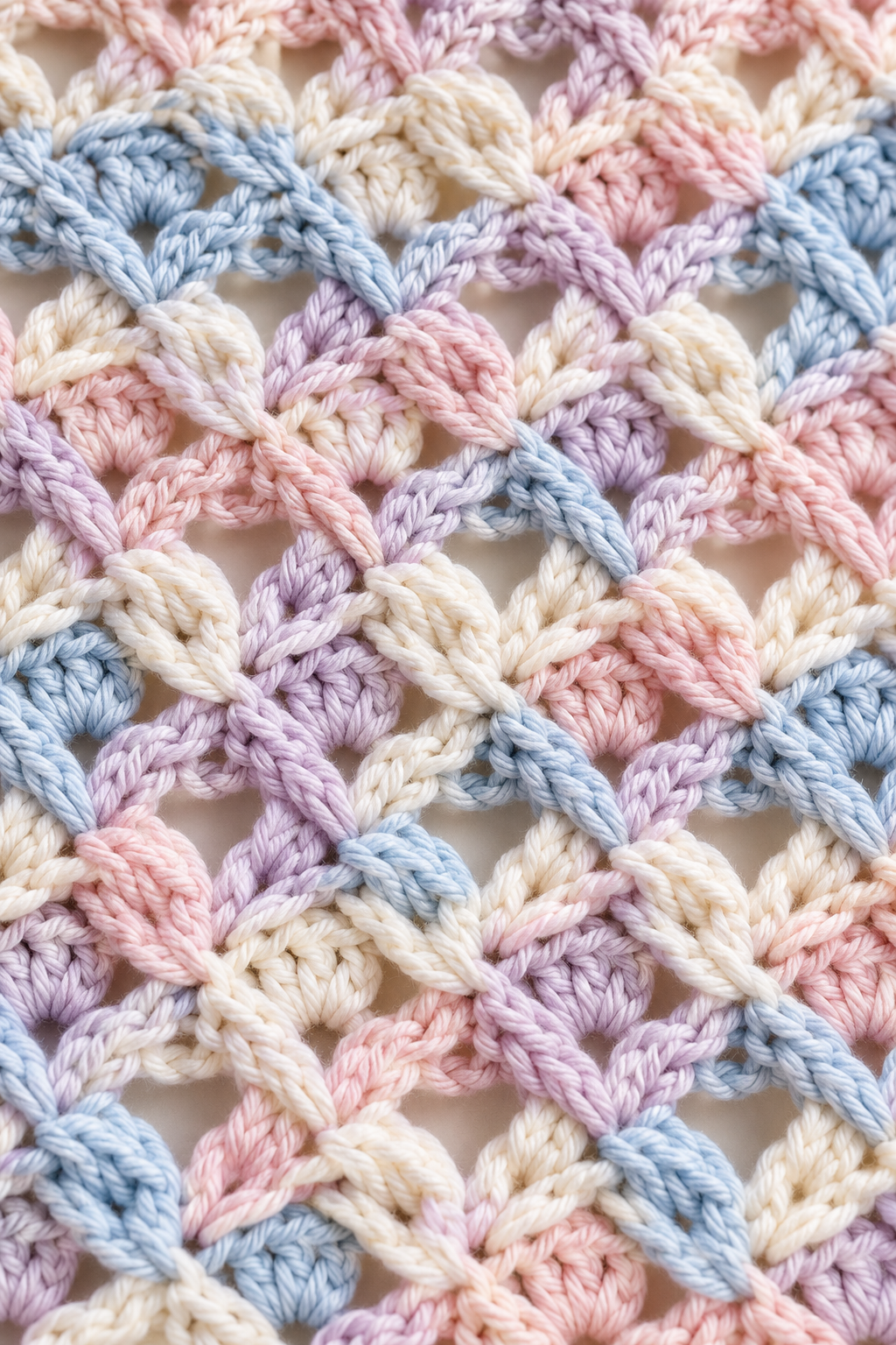 Airy woven crochet stitch texture on a honey weave dishcloth