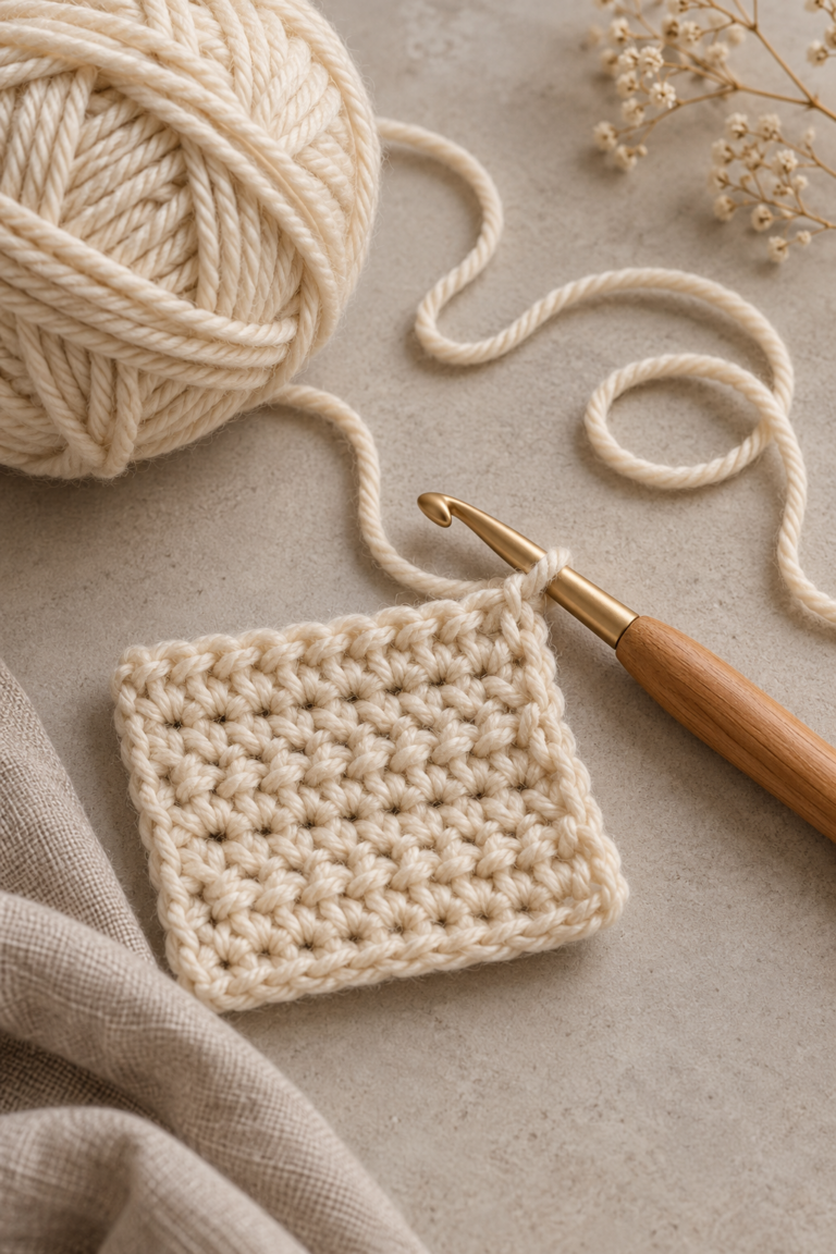 beginner crochet practice setup