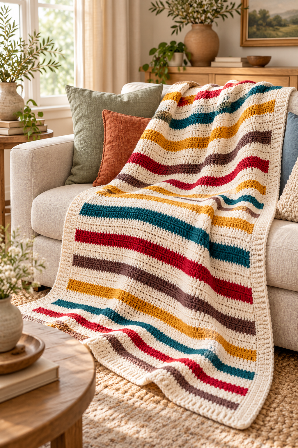 mjs signature blanket crochet pattern finished striped blanket
