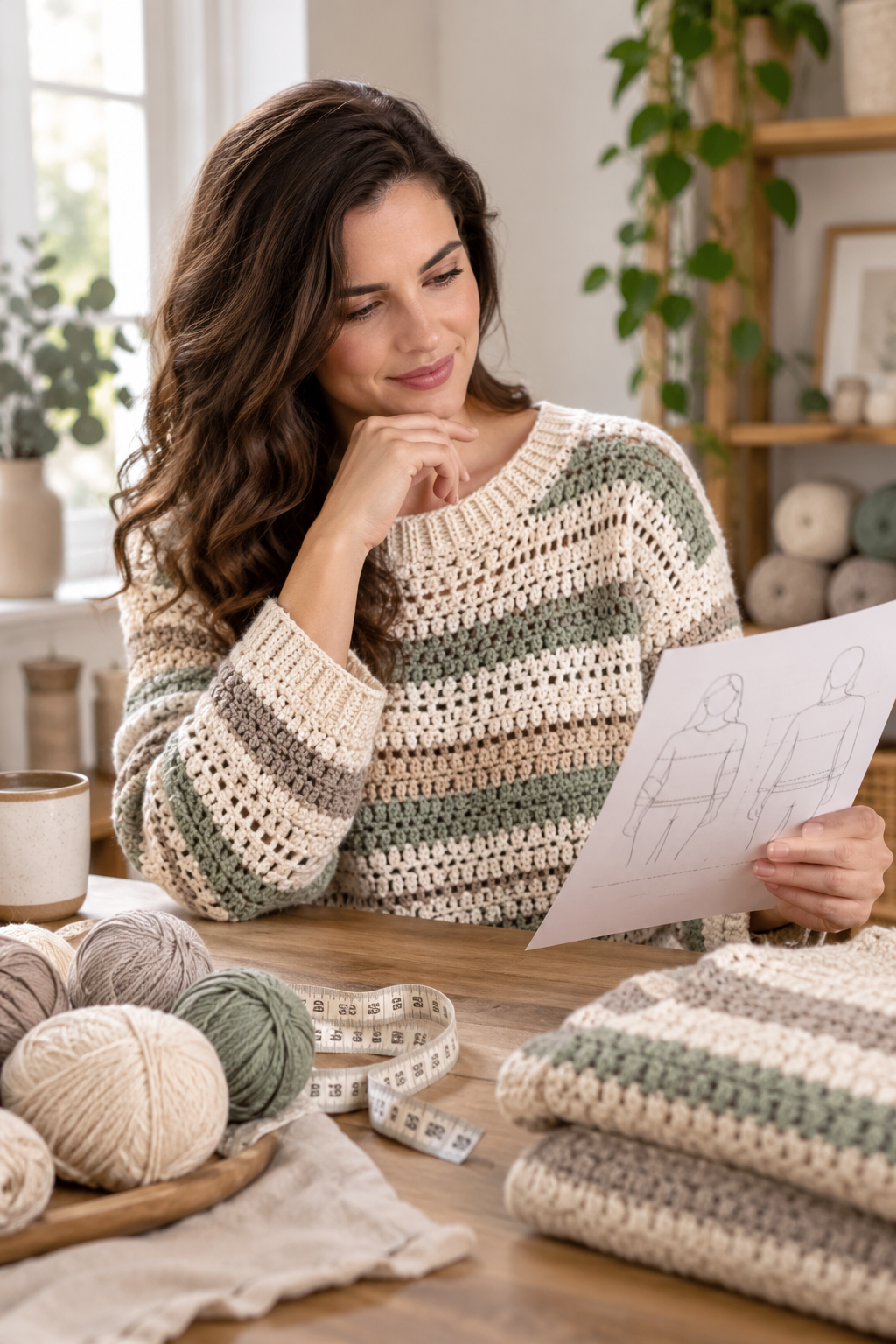 crochet sweater pattern: read the fit before choosing your size