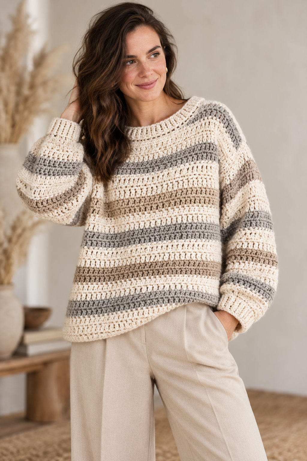 crochet sweater pattern: style the finished crochet sweater