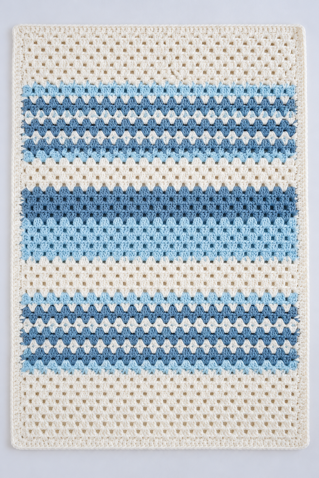 sandy beach blanket crochet pattern spread flat showing repeating texture