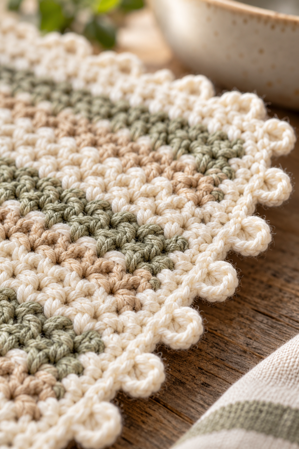 picot edge spring star stitch dishcloth crochet pattern