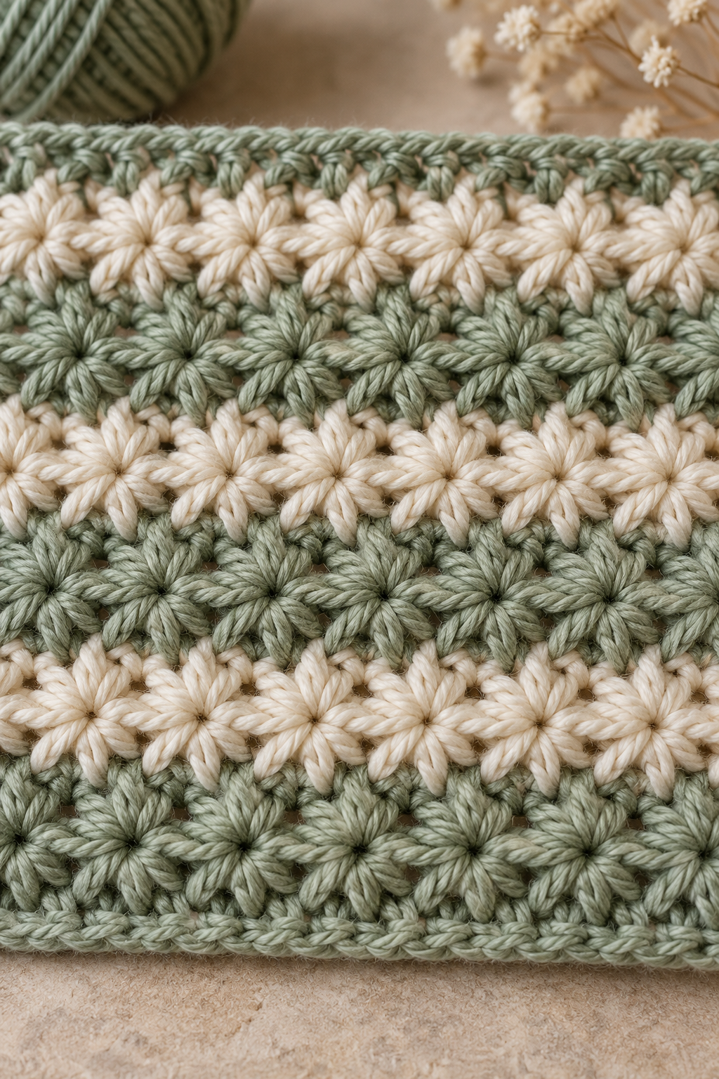 Illustrative crochet stitch swatch for comparing texture