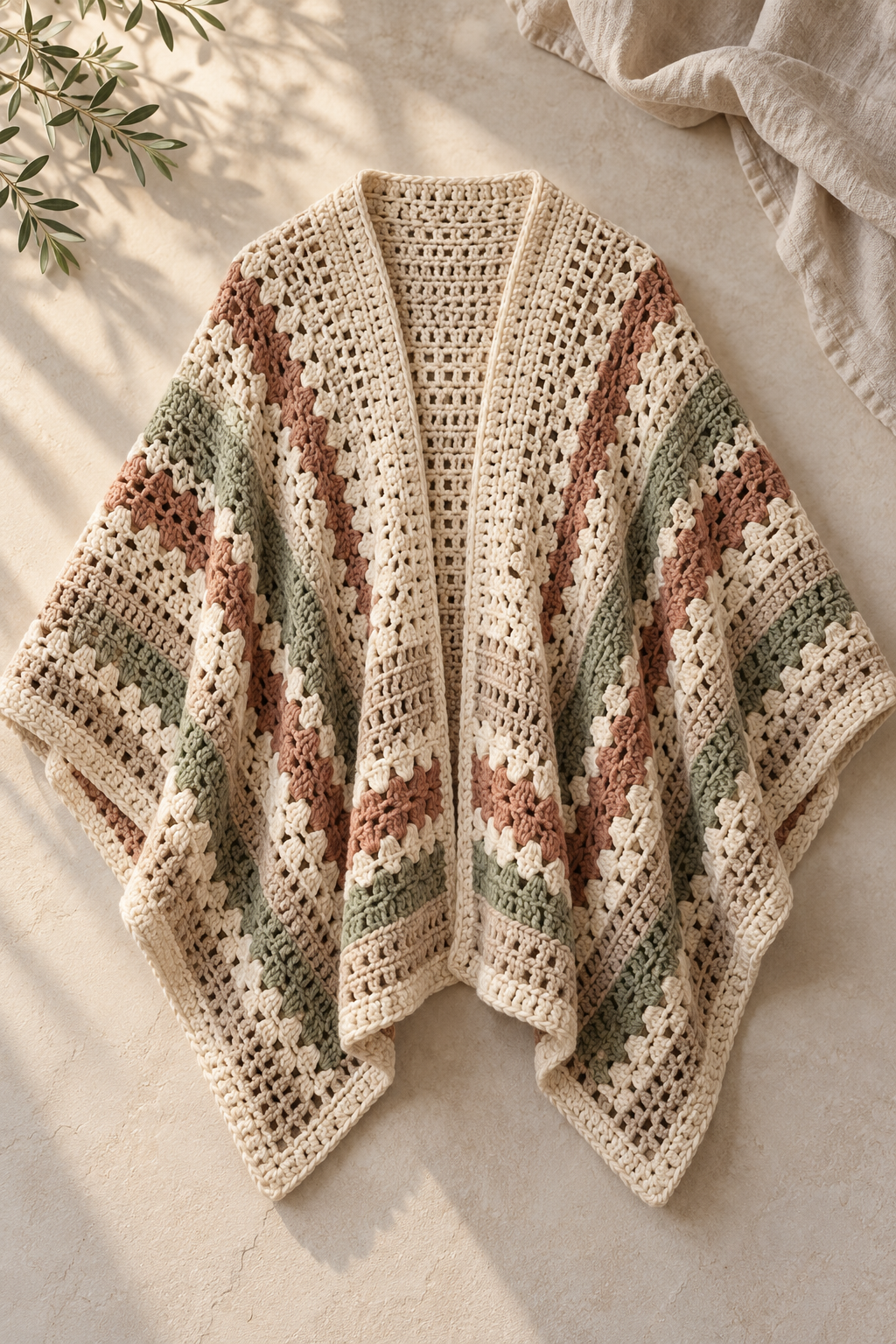 Suzette Ruana crochet pattern construction layout