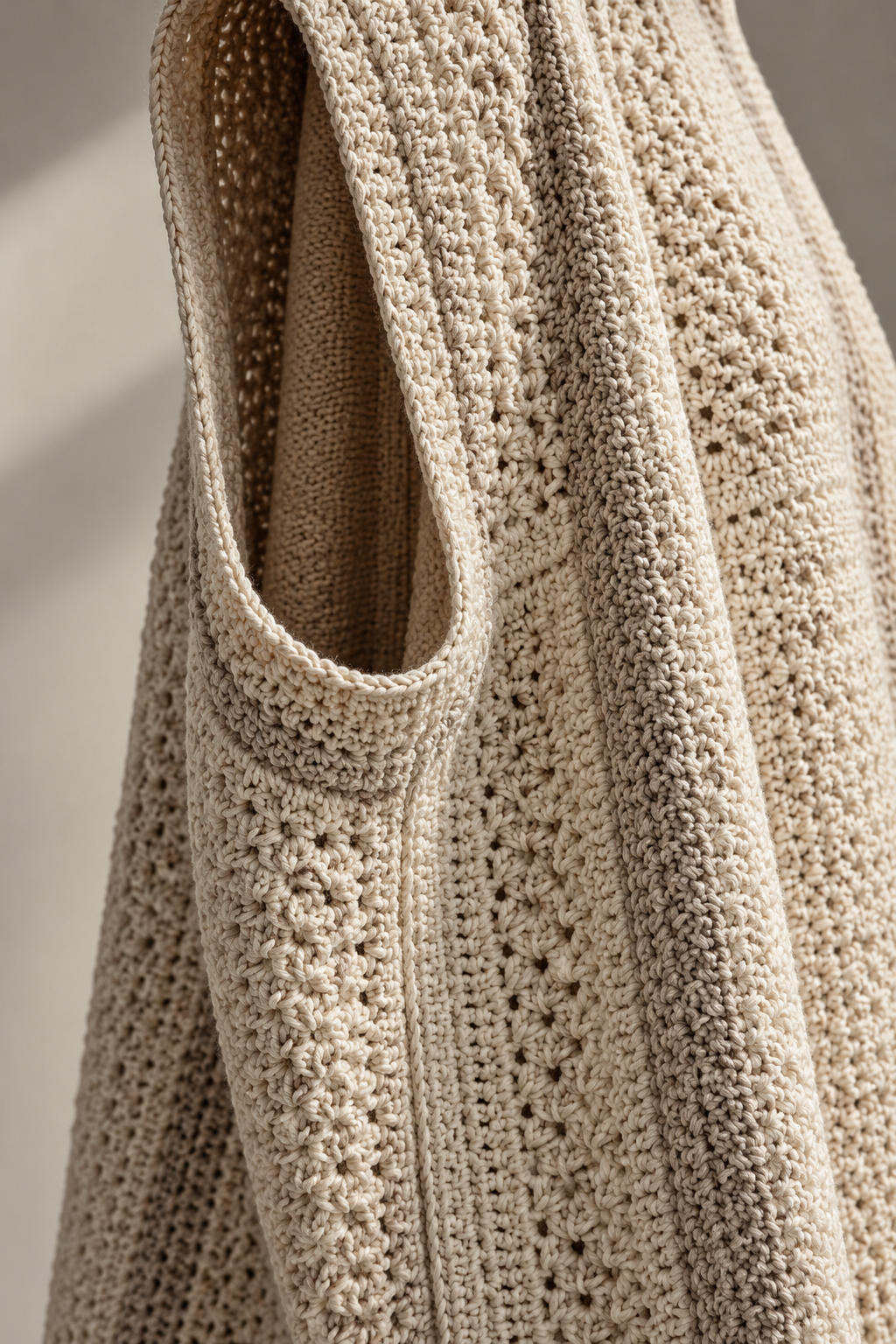 Suzette Ruana crochet pattern draped arm opening