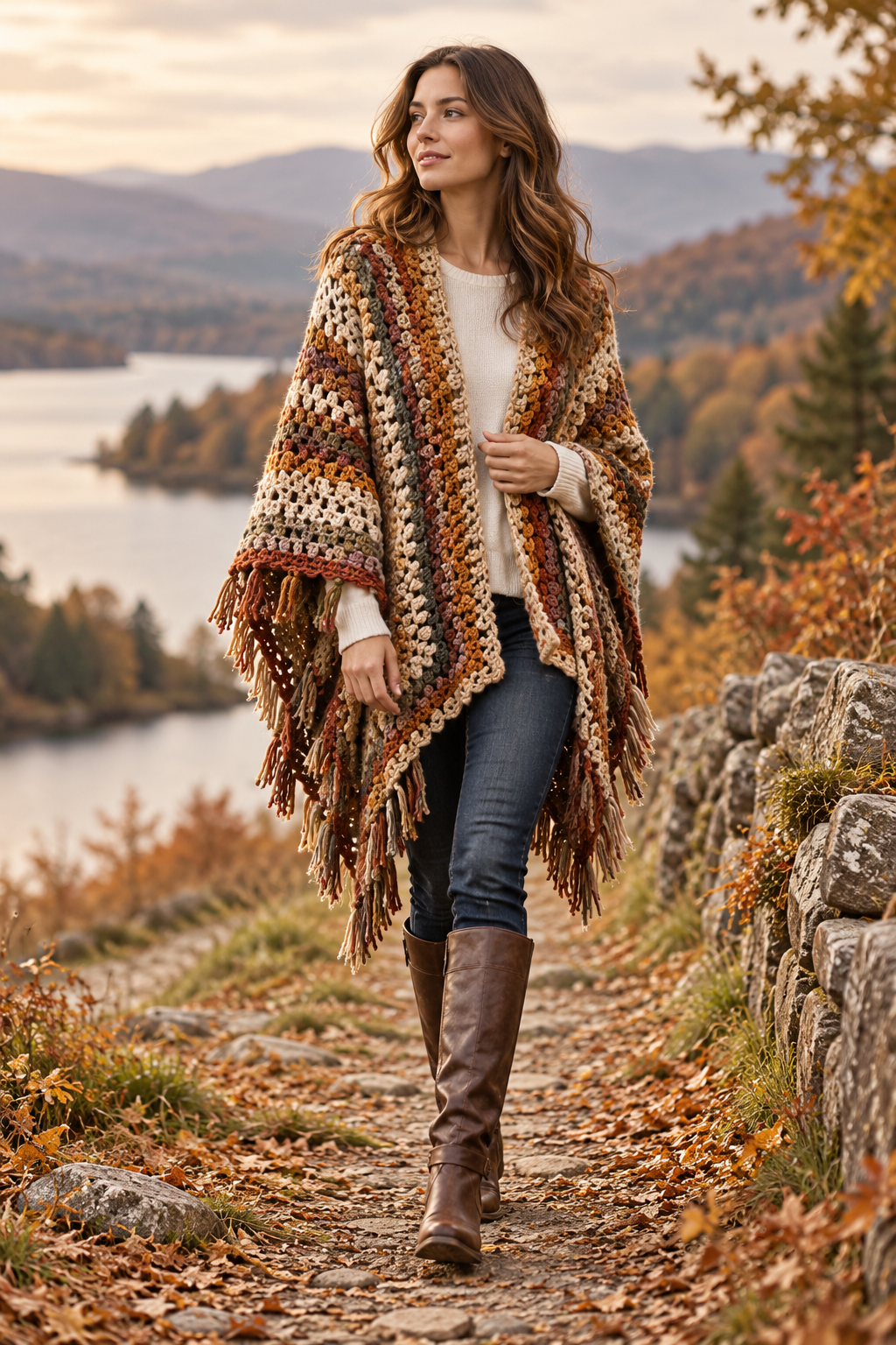 Suzette Ruana crochet pattern layered styling