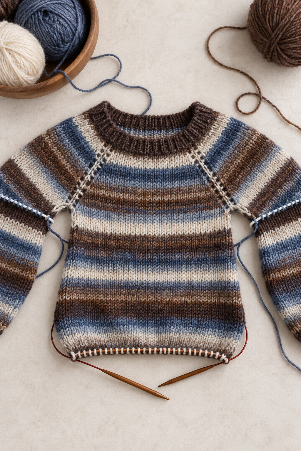 Suzette stitch raglan sweater top-down yoke in progress