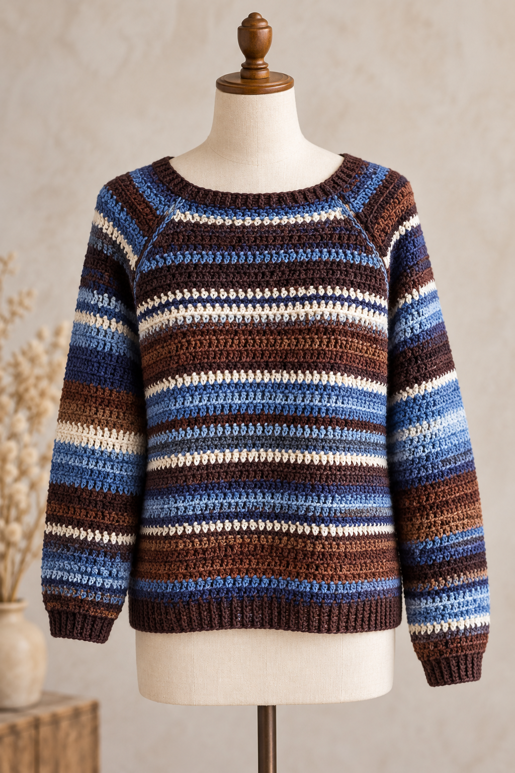 Textured Suzette stitch raglan crochet sweater