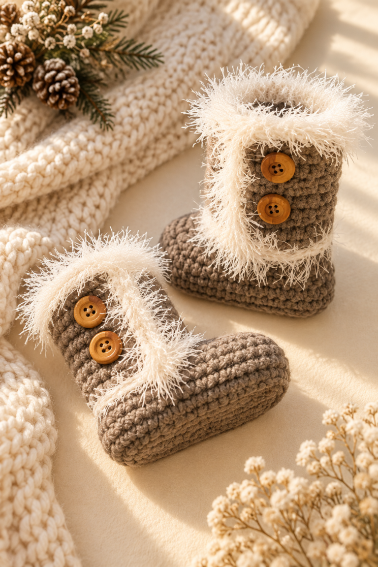 toddler furry boots crochet pattern featured