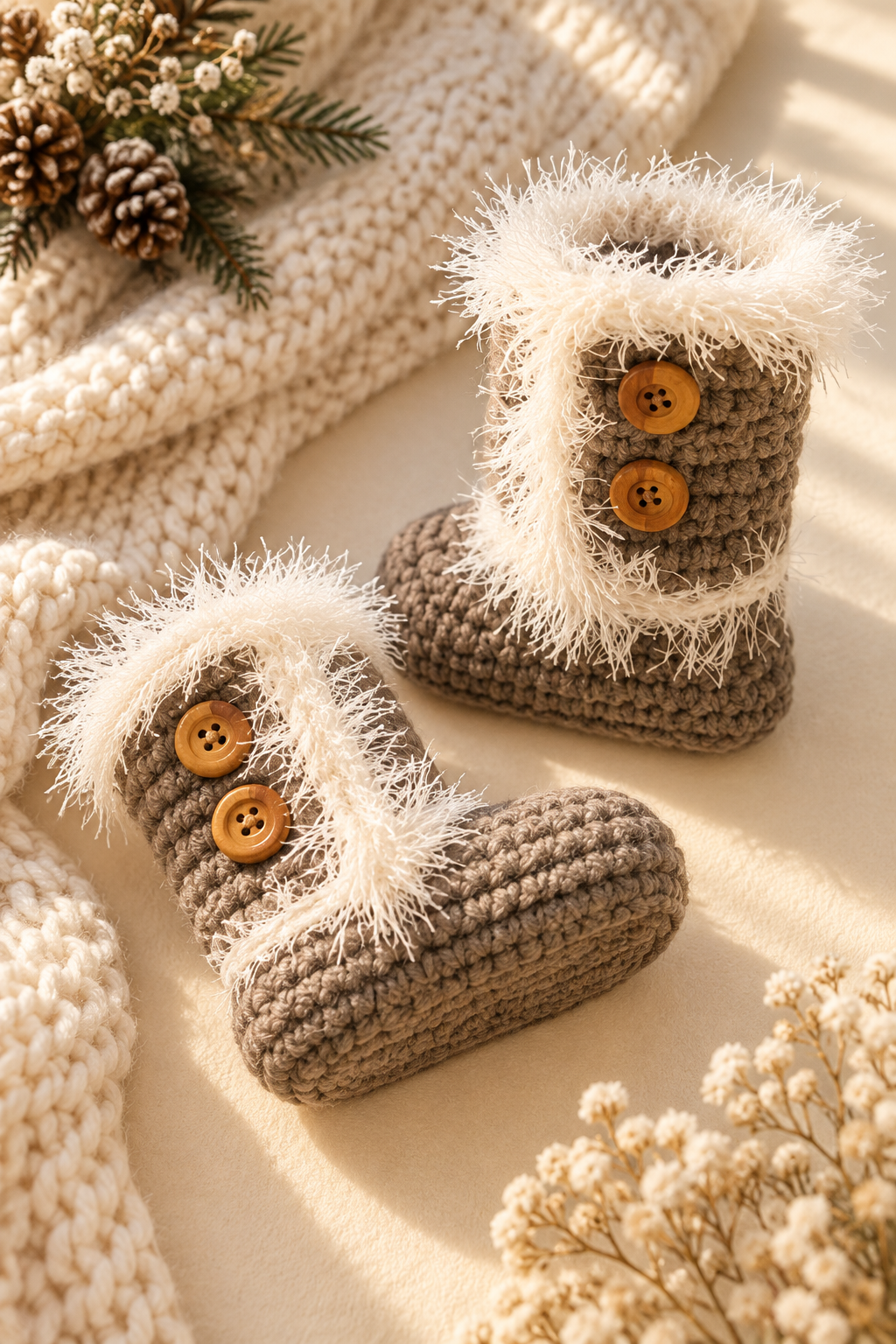 toddler furry boots crochet pattern featured