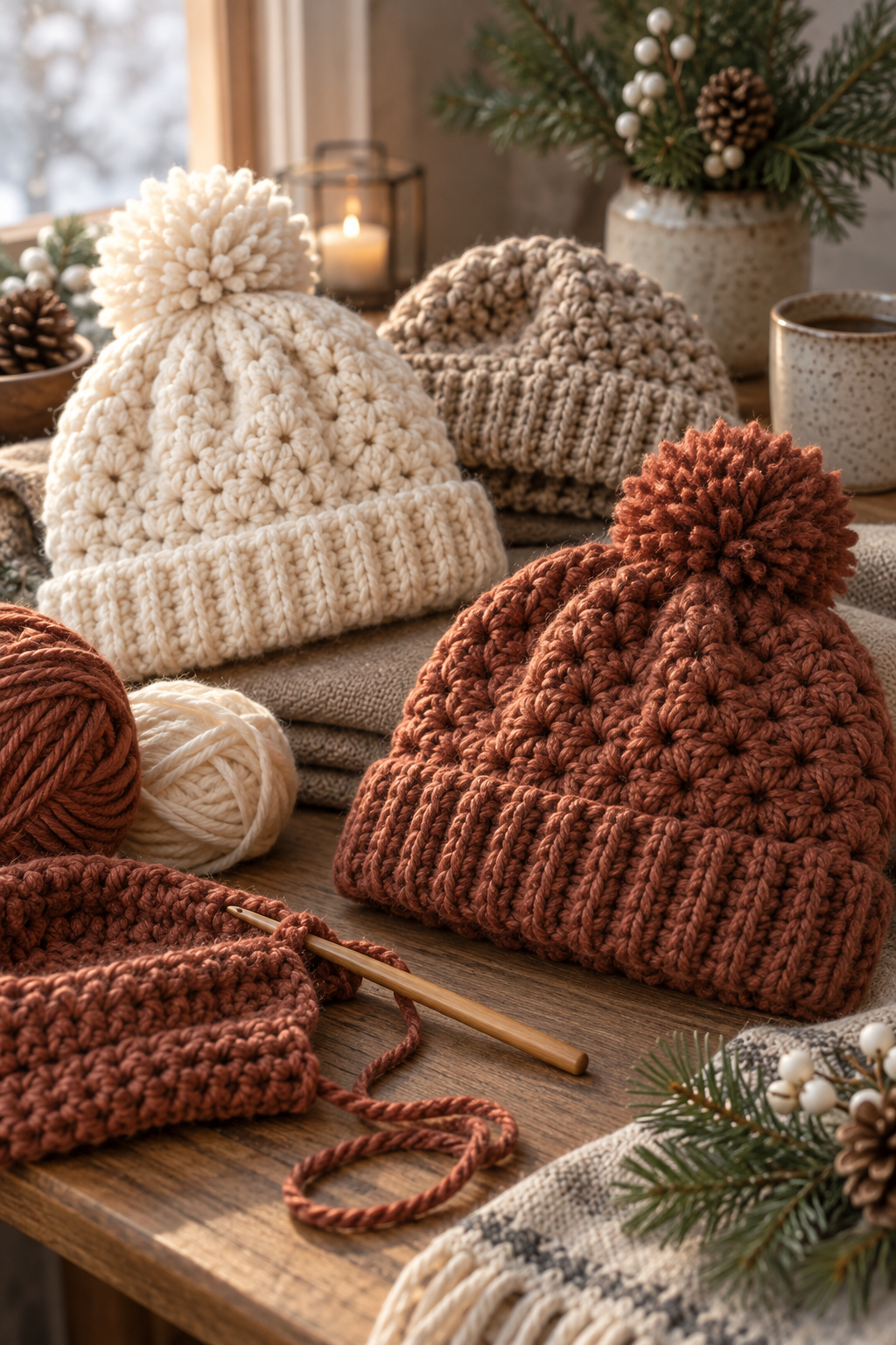 Cozy textured winter hats