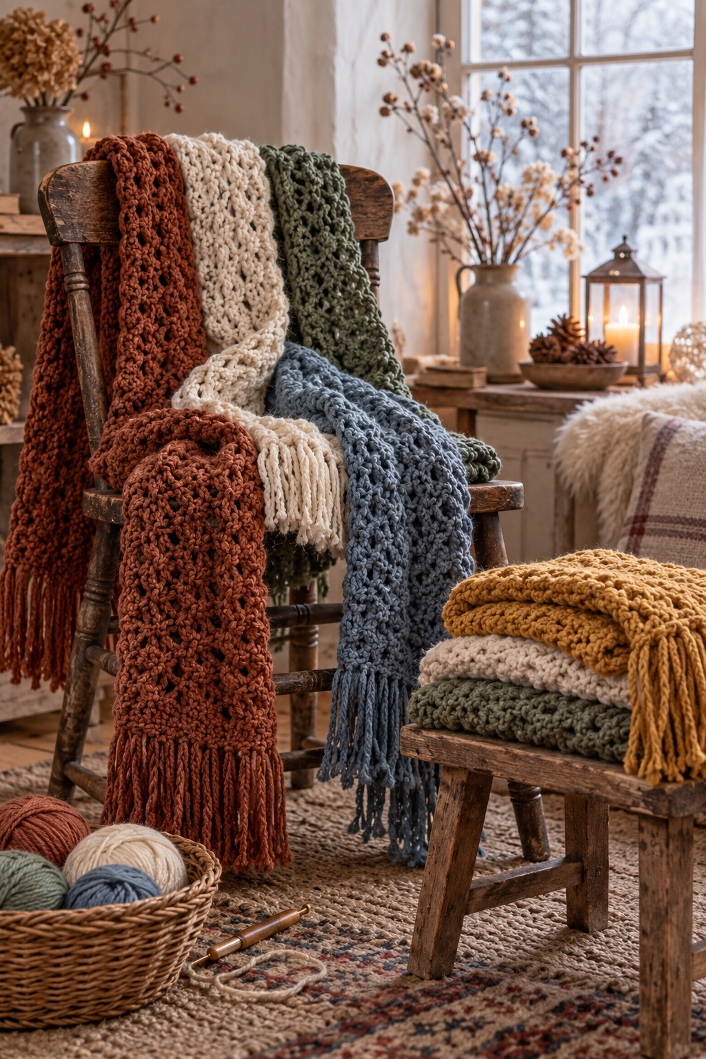 Layered scarves for cold days