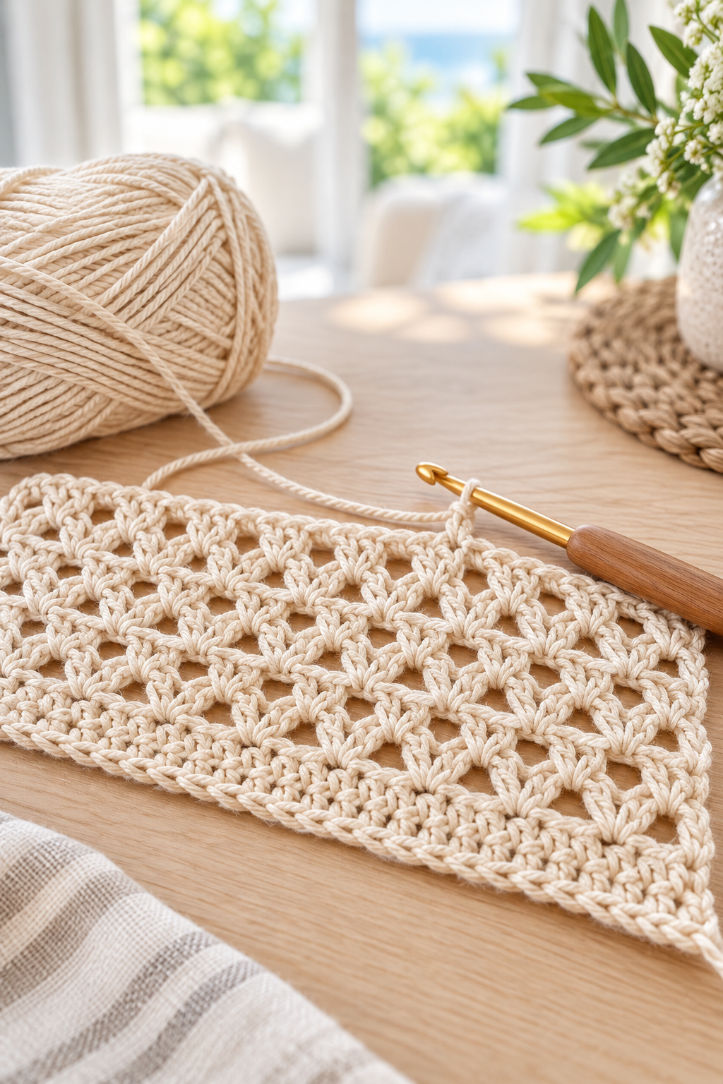 V-stitch summer cardigan in soft daylight