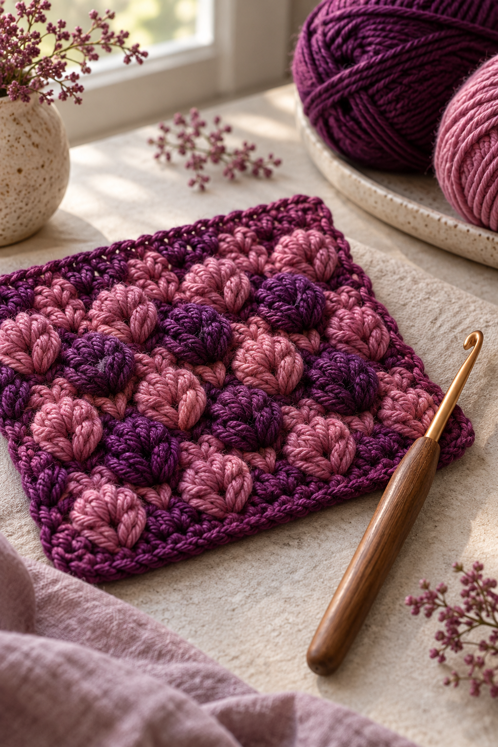 Winterberry crochet stitch texture
